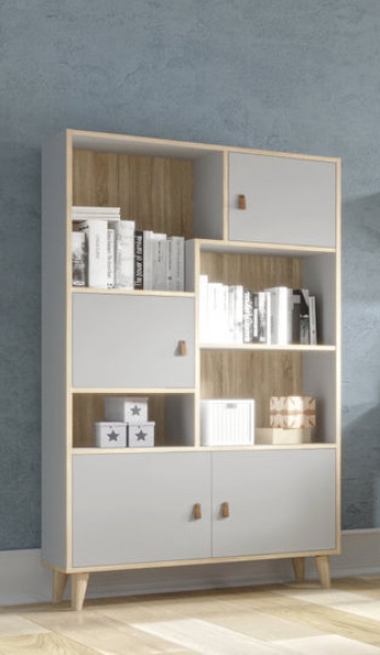 Bücherregal Kinderzimmer hellgrau skandinavischer Stil | www.kids-ambiente.com